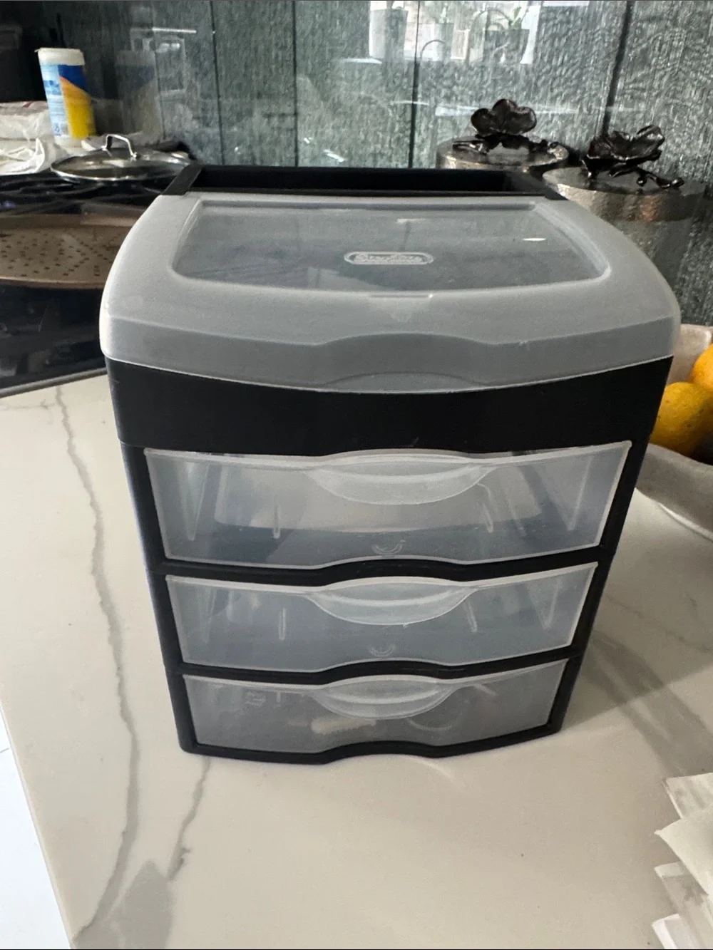 Black & Clear 3-Drawer Plastic Organizer - Compact Home Storage